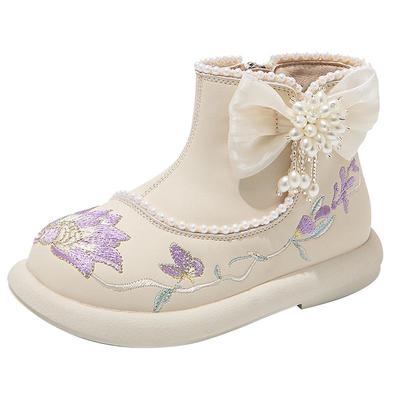 红蜻蜓女童鞋子冬汉服古风小靴子