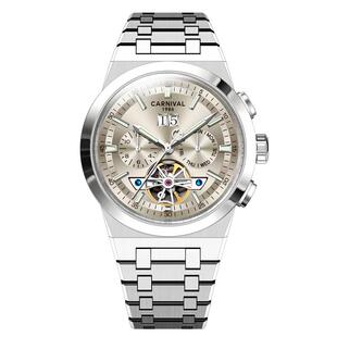 正品嘉年华男士手表镂空机械表全自动多功能夜光防水品牌新款男表