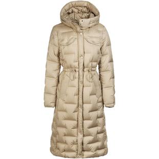 名师路白鸭绒长款羽绒服女款新款冬季直筒连帽口袋外套厚气质