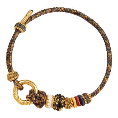 平安扣手绳编织绳情侣手链手工半成品可穿黄金转运珠配饰男女礼物