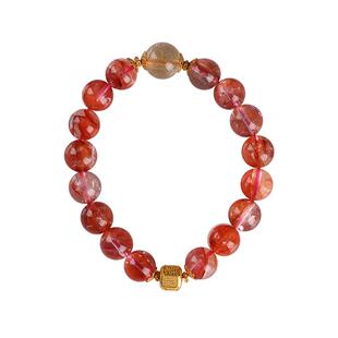 灵机麦玲玲红胶花钱源滚滚手链 鸿运当头金富自来 金发晶水晶手串