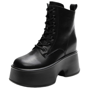 真皮马丁靴女春秋单靴2025年新款英伦风小个子厚底内增高短靴冬天