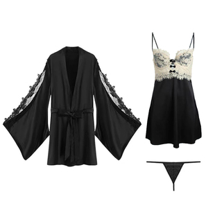 VACW丝滑缎面仿真丝冰丝凉感吊带睡裙高级感情趣睡衣女轻情调春夏