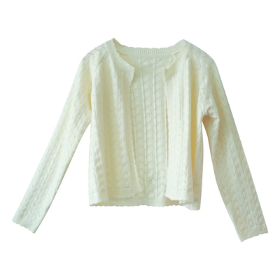 白色毛针织开衫女春秋季外搭