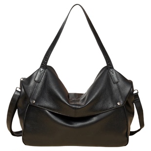 麦为新款软皮托特包男女大容量休闲单肩包黑色真皮斜挎包2026春季