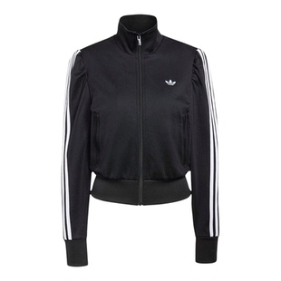 Adidas阿迪达斯三叶草女子高腰短款修身条纹运动外套KS1362 1363