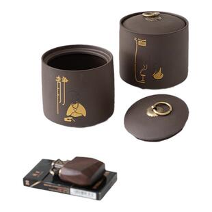 韩恬繁紫砂茶叶罐普洱陶瓷茶盒子小号密封防潮储茶罐家用禅意茶罐