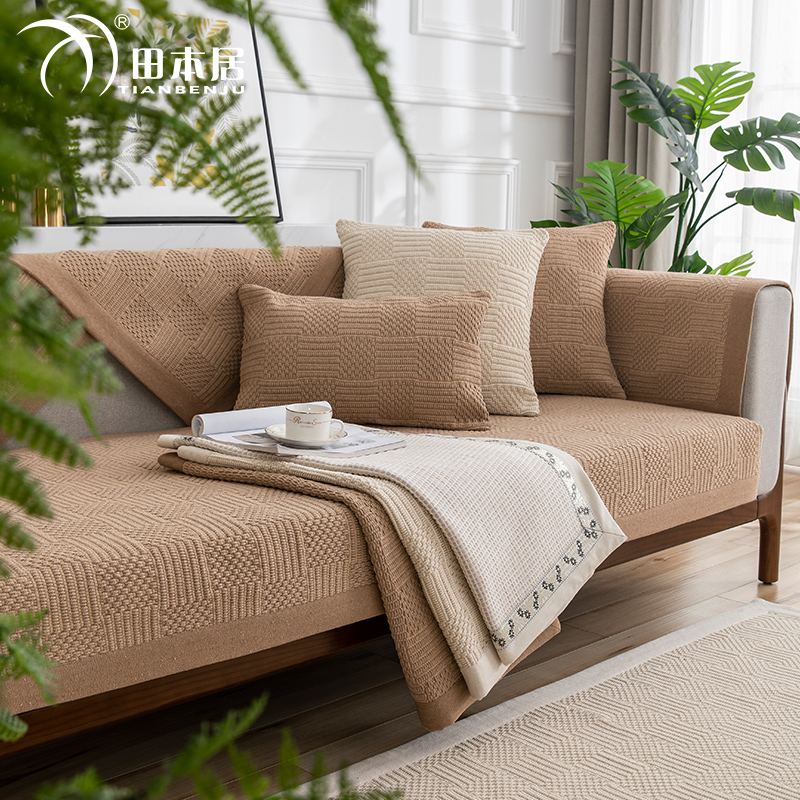亚麻沙发垫四季通用防滑高档棉麻坐垫北欧简约布艺皮沙发套罩盖巾