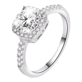 右手等待高级感求婚送礼公主方包钻戒925银闭口莫桑钻小方糖戒指