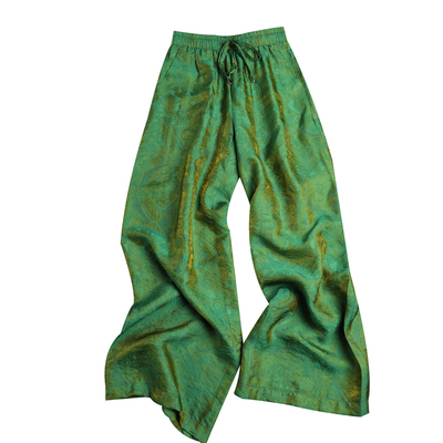 光泽感墨绿色休闲裤女裤加绒裤子