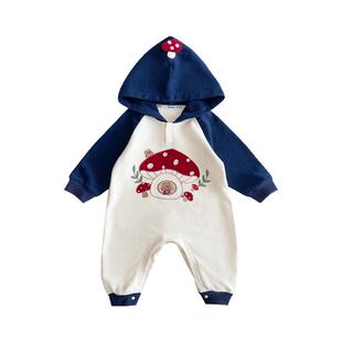 6个月宝宝衣服秋装洋气婴儿连体衣春秋婴童外出超萌可爱爬服秋款