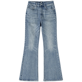 【张凌赫代言】Lee426修身微喇天丝复古中蓝色女牛仔裤潮流A08860