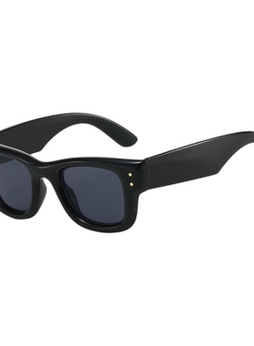 黑色方形复古显脸小防紫外线墨镜