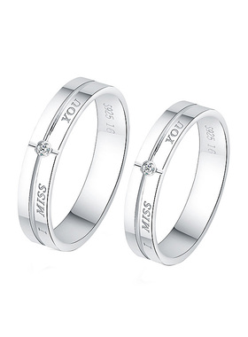 异地恋情侣纯银戒指闭口大气刻字