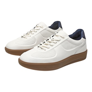 【国货大牌】头层牛皮男鞋透气小白鞋厚底板鞋潮流百搭白色休闲鞋