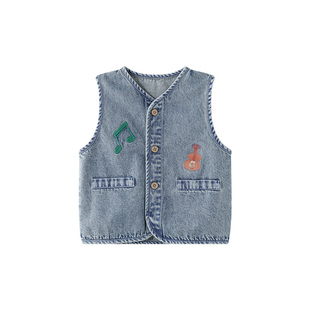 【软牛仔】博睿恩儿童牛仔马甲春夏装外穿2026新款宝宝潮流坎肩