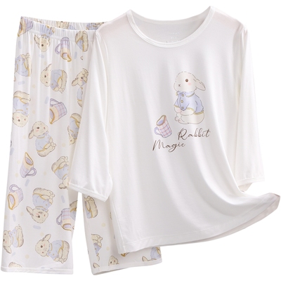 女童睡衣夏季薄款莫代尔儿童家居服套装春秋装女孩宝宝冰丝空调服