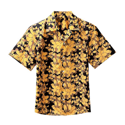 古巴领短袖休闲度假小碎花花衬衫