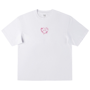 Lee26春夏新品宽松版圆领丝带框架图案女短袖T恤休闲LWT0122944LE
