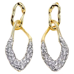 小众AB款鬼才设计款宝石镶嵌高级重工复古异形扭结麻花耳环耳饰