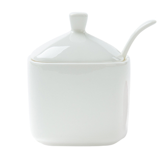 梓宁纯白骨瓷调味盒带盖陶瓷创意厨房家用盐罐佐料盒调料罐3只装