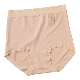 秋冬新款小兰裙W038女士高腰大码内裤磨毛厚款玫瑰蕾丝边平角裤衩