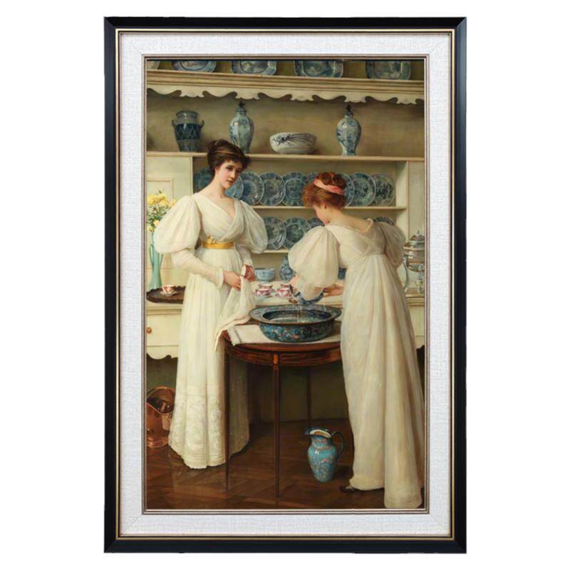 中古风玄关装饰画客厅画世界名画古典风格人物油画高清喷绘做机理