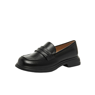 大东黑色小皮鞋女秋冬2025新款单鞋英伦风女鞋鞋子软底女士乐福鞋