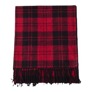 圣雪绒100%桑蚕丝磨毛感保暖格纹围巾