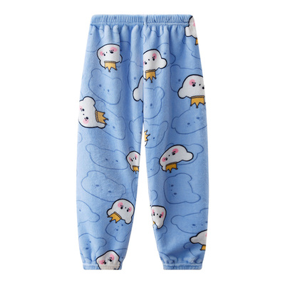 儿童秋冬加厚法兰绒睡裤