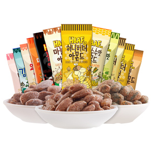 韩国进口原汤姆农场芭蜂蜂蜜黄油扁桃仁休闲零食杏仁坚果12袋