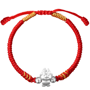 马年本命年手链儿童女孩女童男孩纯银红绳红手绳属马的吉祥佩戴物