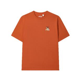 易烊千玺同款FILA斐乐情侣多彩T女夏季新款狐狸刺绣上衣男短袖T恤