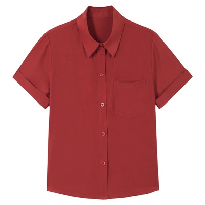 粉色衬衫女短袖短款休闲翻领上衣