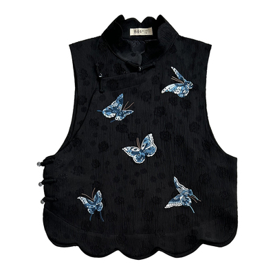 乔丢丢旗袍马甲倒大袖复古