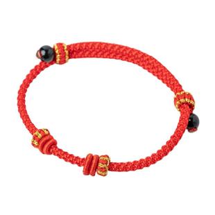 diy可穿珠手链绳吊坠金饰转运珠男女红绳黑绳手工编织手绳半成品