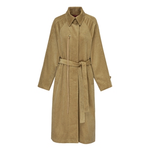 【白鹿同款】RODERIC WONG秋季简约浅棕色翻领风衣外套女淡人穿搭