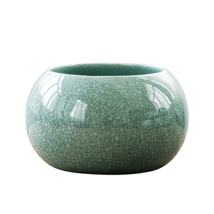 国风开墨哥窑文竹禅意中式绿植专用花盆陶瓷家用桌面装饰盆栽摆件