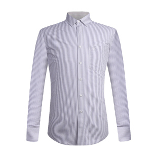 富绅免烫男士保暖衬衫男长袖加绒加厚冬季宽松商务休闲条纹衬衣