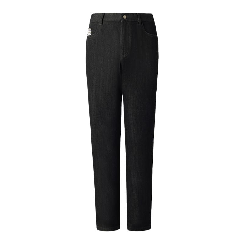 Aquascutum/雅格狮丹秋冬新品时尚男士休闲黑色牛仔裤Q5072EM011