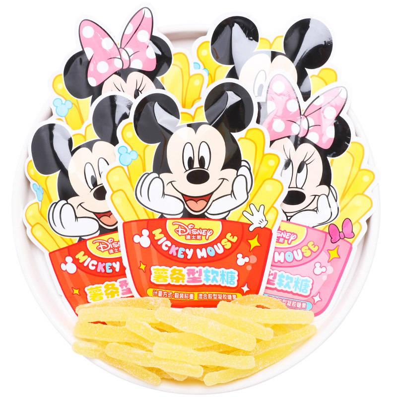迪士尼米奇米妮薯条型软糖散装网红休闲满月周岁糖果零食喜糖批发