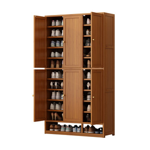 鞋柜家用门口简约中式非实木大容量储物柜原木色家用收纳柜鞋架子