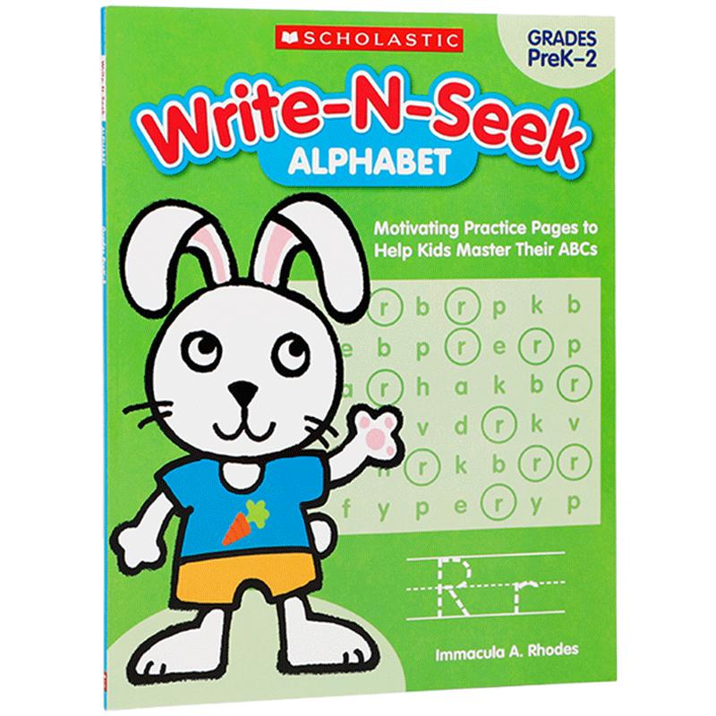 英文原版帮助孩子掌握字母表 WRITE N SEEK Motivating Practice Pages to Help Kids Master Alphabet提高学习兴趣英语单词练习册