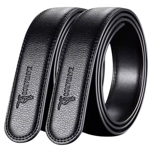 袋鼠皮带不带头2025新款男款自动扣男士正品真皮无头腰带牛皮带条