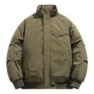 回力黑色工装立领棉服男士冬季2025新款男生棉袄冬装加厚棉衣外套