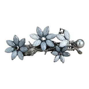 半扎一字夹花朵发夹后脑勺发量少优雅妈妈发卡女小号横夹弹簧夹子