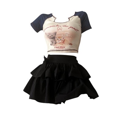 iqcq2023年夏季小众辣妹T恤裙子