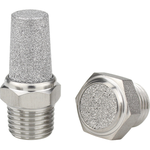 不锈钢消声器304气动排气接头NPT防尘G螺纹316调节流鸟巢平头弯头