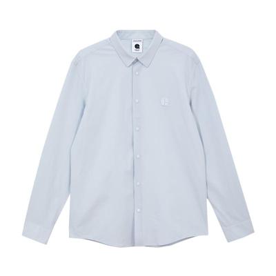 tq区绫致杰克琼斯2025春夏男直筒翻领logo胶印长袖纯色衬衫男