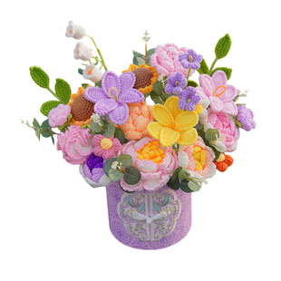 26年新年摆件成品乔迁新居开业年宵花福桶手工毛线抱抱桶生日礼物